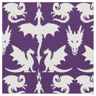 Weiße Drachen auf Lila Wangen, Hexe® Pagan Wiccan Stoff
