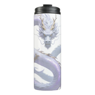 Weiße Drachenkunst   Mythische Fantasy-Ästhetik    Thermosbecher