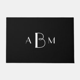 Weiße Drei-initiale Monogramm auf schwarz Fußmatte