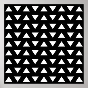 Weiße Dreiecke auf Schwarz. Ein geometrisches Must Poster