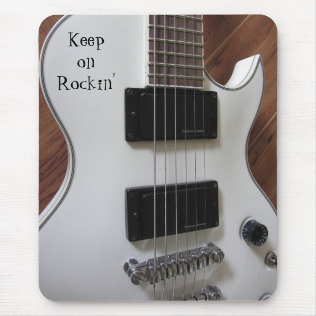 Weiße E-Gitarre Mousepad (Vorne)