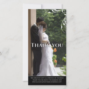 Weiße Ecke Swirl Hochzeit Danke Foto Cards