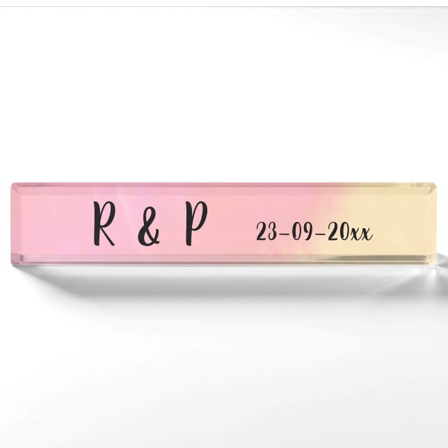 weiße einfache minimale Text Stil Hochzeit pink ye Namensplakette (Vorderseite)