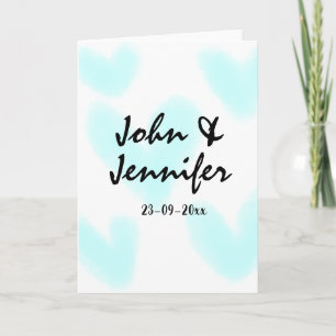 weiße einfache minimale Textstil-Hochzeit blaues H Karte