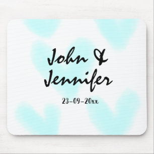 weiße einfache minimale Textstil-Hochzeit blaues H Mousepad