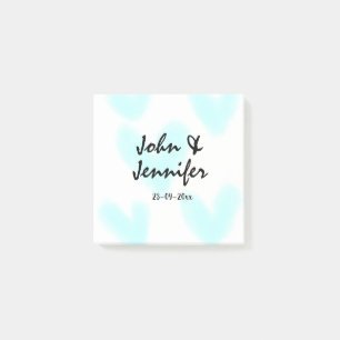 weiße einfache minimale Textstil-Hochzeit blaues H Post-it Klebezettel