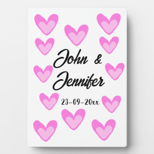 weiße einfache minimale Textstil-Hochzeit pinkhear Fotoplatte