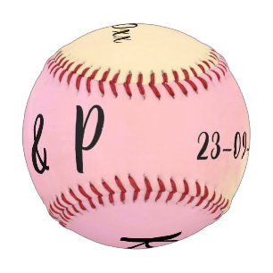 weiße einfache minimale Textstil-Hochzeit rosa gel Baseball