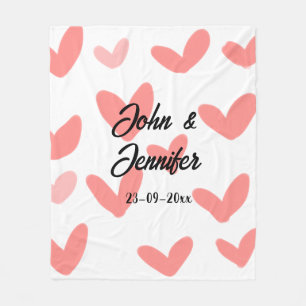 weiße einfache minimale Textstil-Hochzeit rotes He Fleecedecke