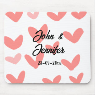 weiße einfache minimale Textstil-Hochzeit rotes He Mousepad