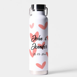 weiße einfache minimale Textstil-Hochzeit rotes He Trinkflasche