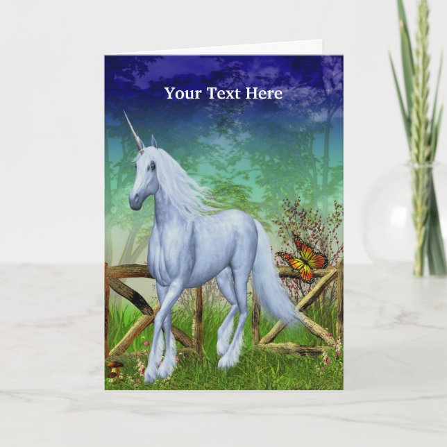 Weiße Einhorn Fantasy Kunst, Dichtung und Musik Karte (Vorderseite)