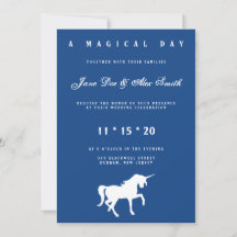 Weiße Einhorn Hochzeitseinladung