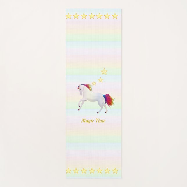 Weiße Einhorn & Sterne in Pastellfarbe Yogamatte (Vorderseite)
