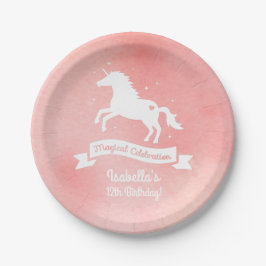 Weiße Einhornmädchen Geburtstagsgeschenke Pappteller
