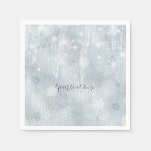Weiße Eis-Schneeflocken Winter Wonderland Party Serviette