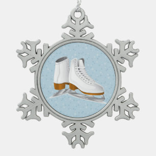 Weiße Eis-Skate Zinnschneeflockenschmuck Schneeflocken Zinn-Ornament