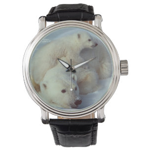 Weiße Eisbär-Familie Armbanduhr