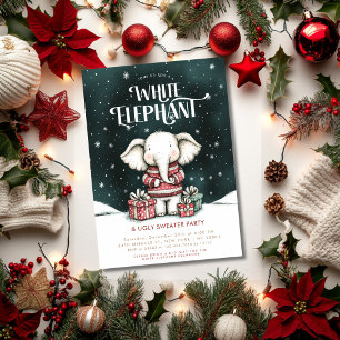 Weiße Elefant-Hässliche-Pullover-Party-Einladung Einladung