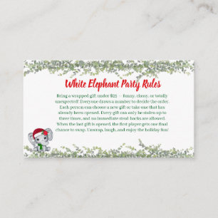 Weiße Elefant Party Regeln Karte   Lustig & Elegan