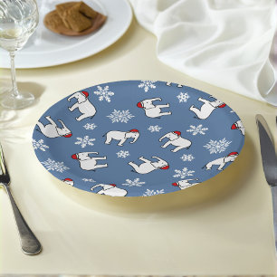 Weiße Elefant-Weihnachten (Blau) Pappteller
