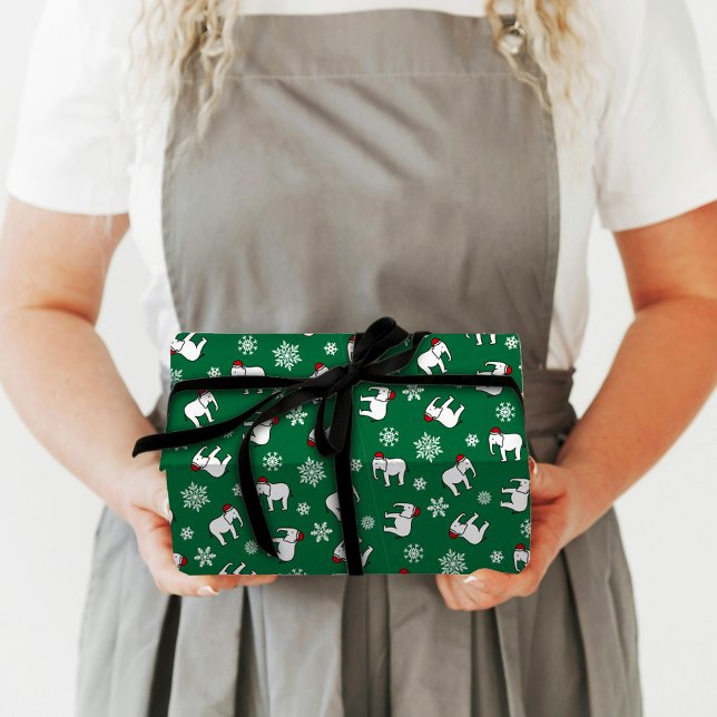Weiße Elefant-Weihnachts- (Grün-) Geschenkpapier (Von Creator hochgeladen)
