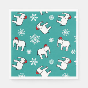 Weiße Elefanten-Party Weihnachten (Türkis) Papier Serviette