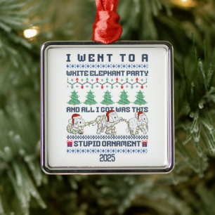 Weiße Elefantenparty Individuelles Geschenk Lustig Ornament Aus Metall