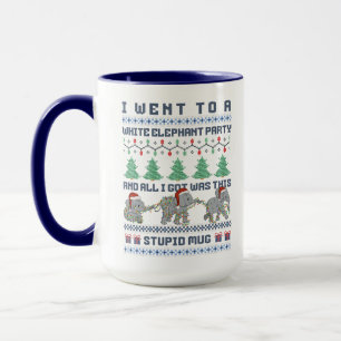 Weiße Elefantenparty Lustiger hässlicher Weihnacht Tasse