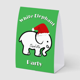 Weiße Elefantenparty-Tisch-Zelt-Papier-Schild Tischaufsteller