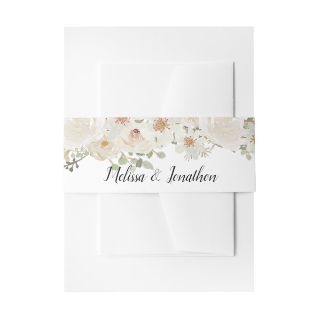 Weiße elegante Blumen-Hochzeitsfeier Einladungsbanderole (Vorderseite Beispiel)