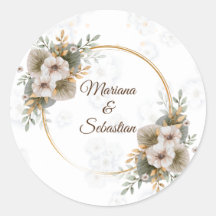 Weiße, elegante florale Rustikale Aufkleber & Etik