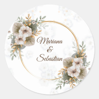 Weiße, elegante florale Rustikale Aufkleber & Etik