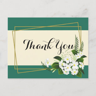 weiße elegante geometrische BlumenrahmenDanke Postkarte