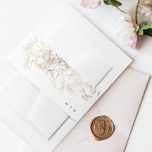 Weiße, elegante, handgezeichnete botanische Hochze