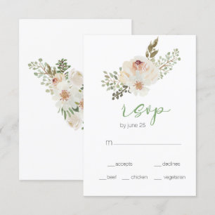Weiße elegante Hochzeits-RSVP-Karte mit Blumenmust RSVP Karte