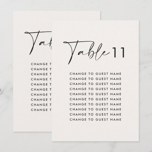 Weiße elegante Hochzeitstisch-Sitzkarte (Vorne/Hinten)