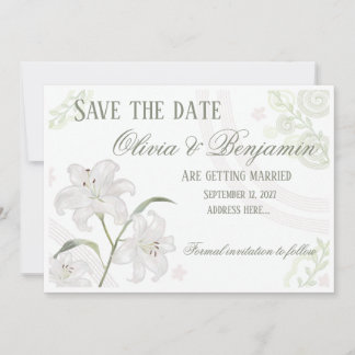 Weiße elegante Lilie - Save the Date Karte | Editi