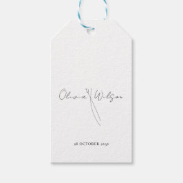 Weiße Elegante Minimalistische Botanik Geschenkanhänger