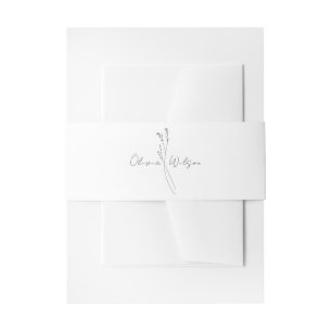 Weiße elegante minimalistische botanische Hochzeit Einladungsbanderole