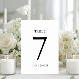 Weiße elegante Schrift moderne formelle Hochzeit Tischnummer