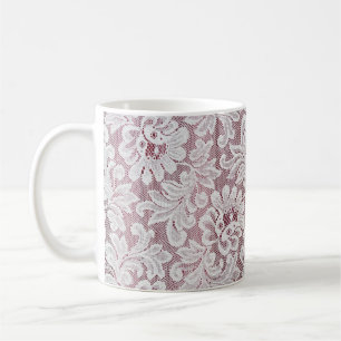 Weiße, elegante Spitzentextur mit nahtloser Bea Kaffeetasse
