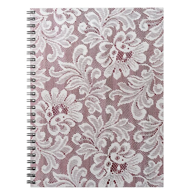 Weiße, elegante Spitzentextur mit nahtloser Bea Notizblock (Vorderseite)