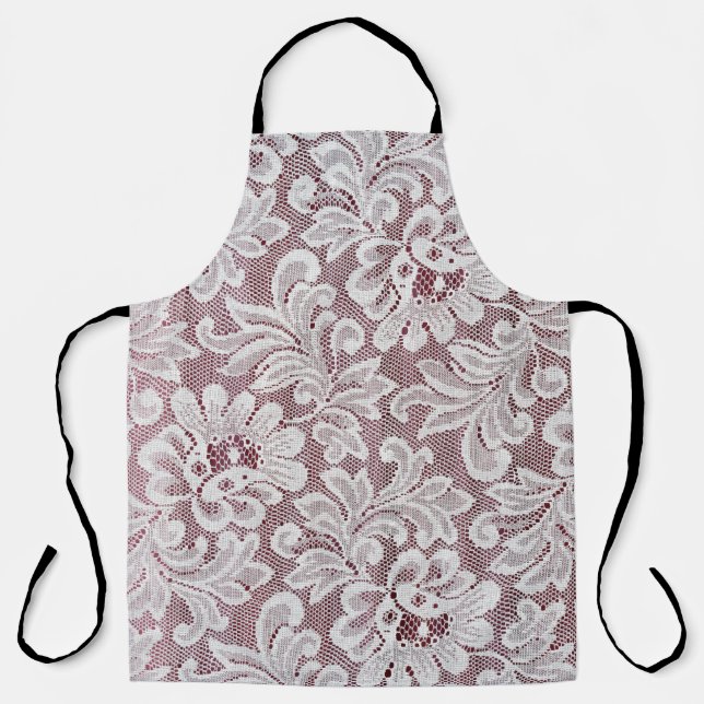 Weiße, elegante Spitzentextur mit nahtloser Bea Schürze (Vorderseite)