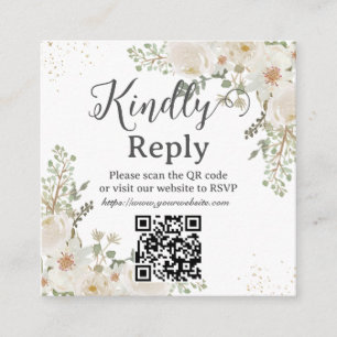 Weiße Elfenbein Blumen Hochzeit Brautschauer QR RS Begleitkarte