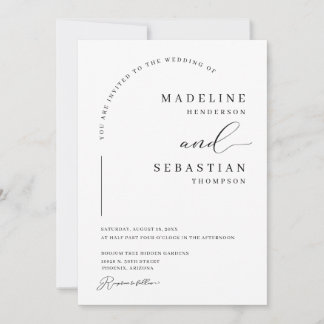 Weiße Elfenbein Elegante Moderne Bogen Foto Hochze Einladung