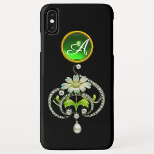 WEISSE ENAMEL-BLUME, PEARLS UND DIAMONEN-MONOGRAMM Case-Mate iPhone HÜLLE