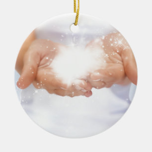 Weiße Energie Heilung Hände Reiki Heiler Schaman Keramik Ornament