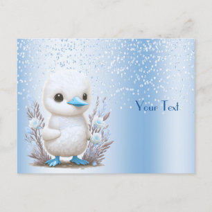 Weiße Ente Blaue Floralkarte Postkarte