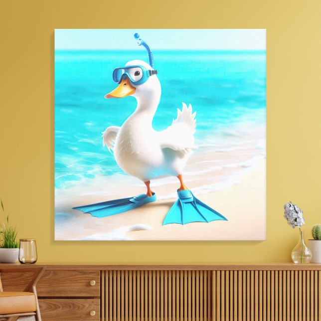 Weiße Ente mit Tauchgetrieben Leinwanddruck (Insitu (Wohnzimmer))